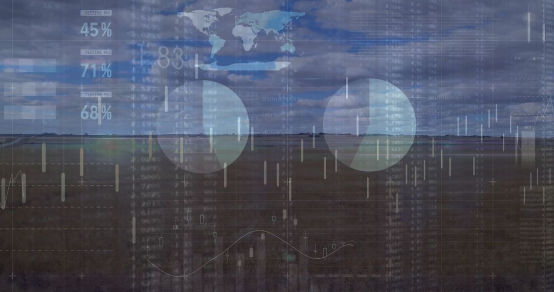 Financial Data Overlay Merging with Landscape Background