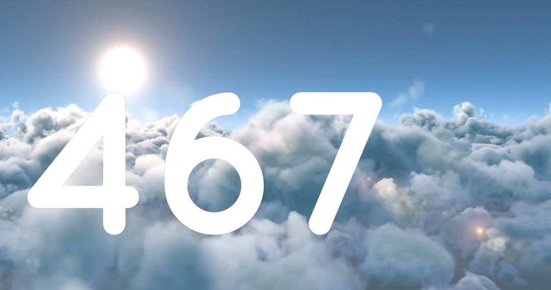 Digital Number Display on Cloudy Sky Background
