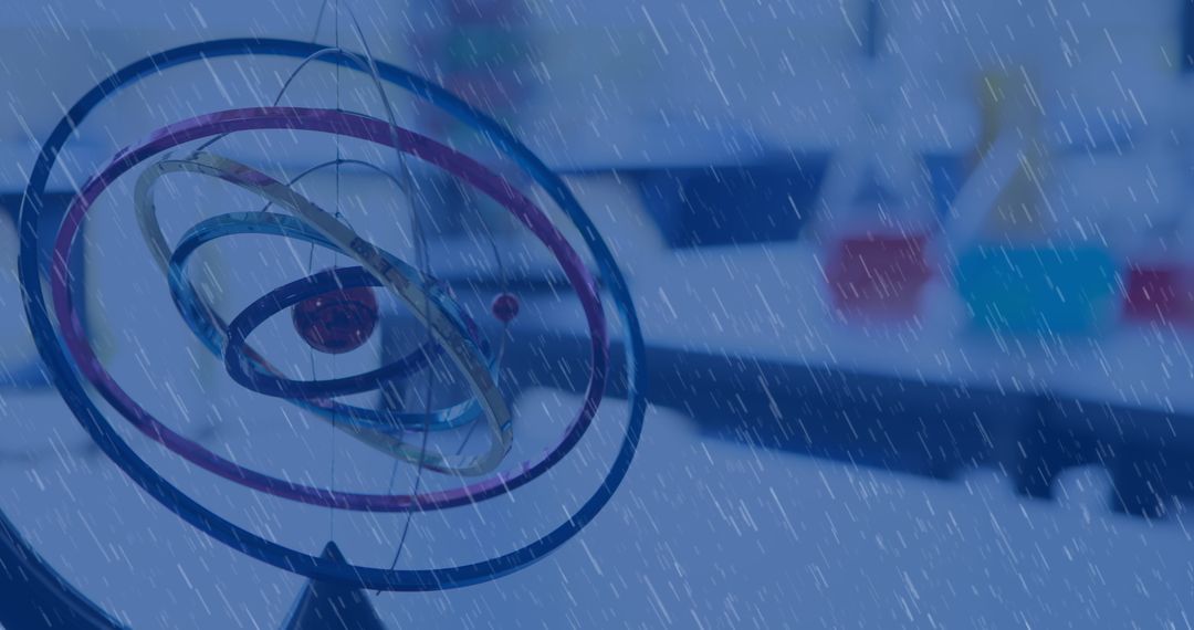 Futuristic Model with Rain Overlay in Laboratory Setting