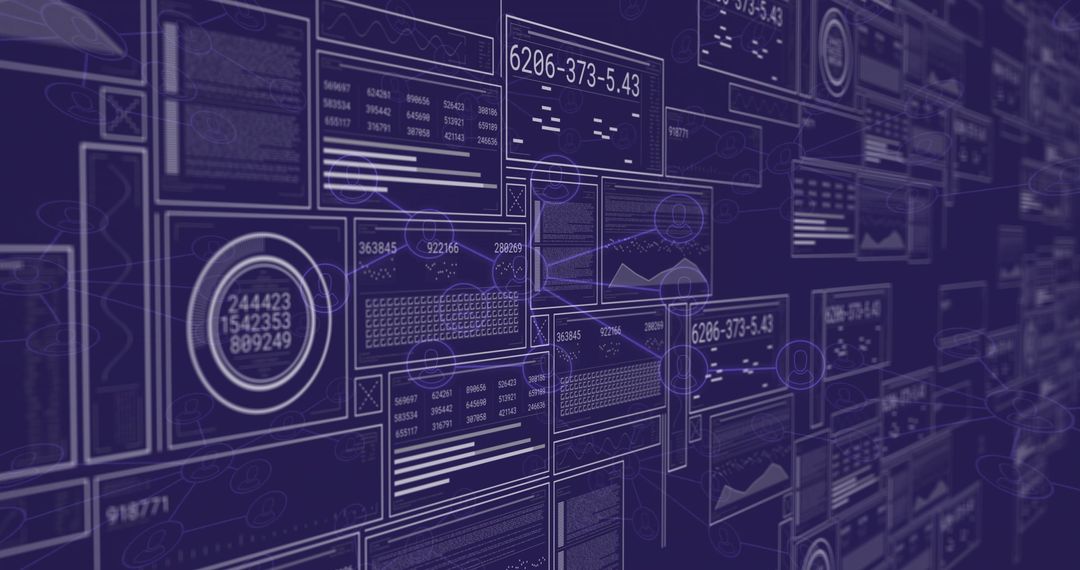 Futuristic Dashboard with Digital Panels and Data Visualizations