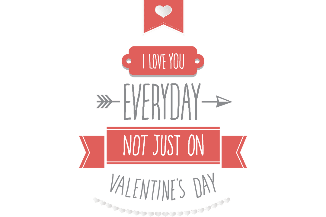 Romantic Valentine's Day Typography on Transparent Background