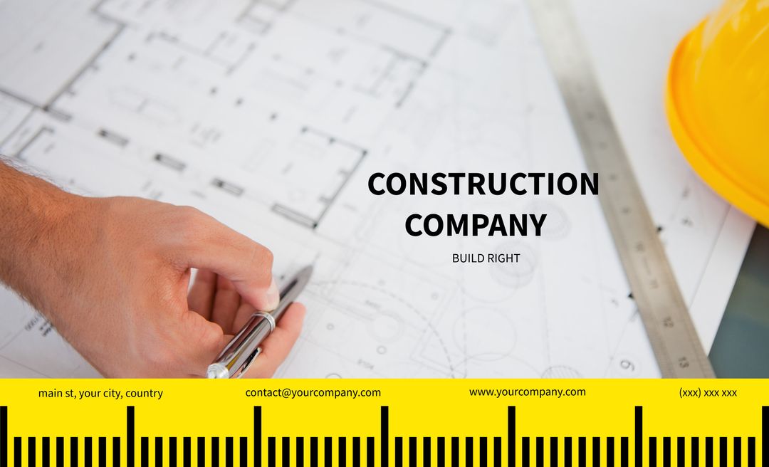 Hand Drawing Architectural Plans for Construction Company Business Card - Download Free Stock Templates Pikwizard.com