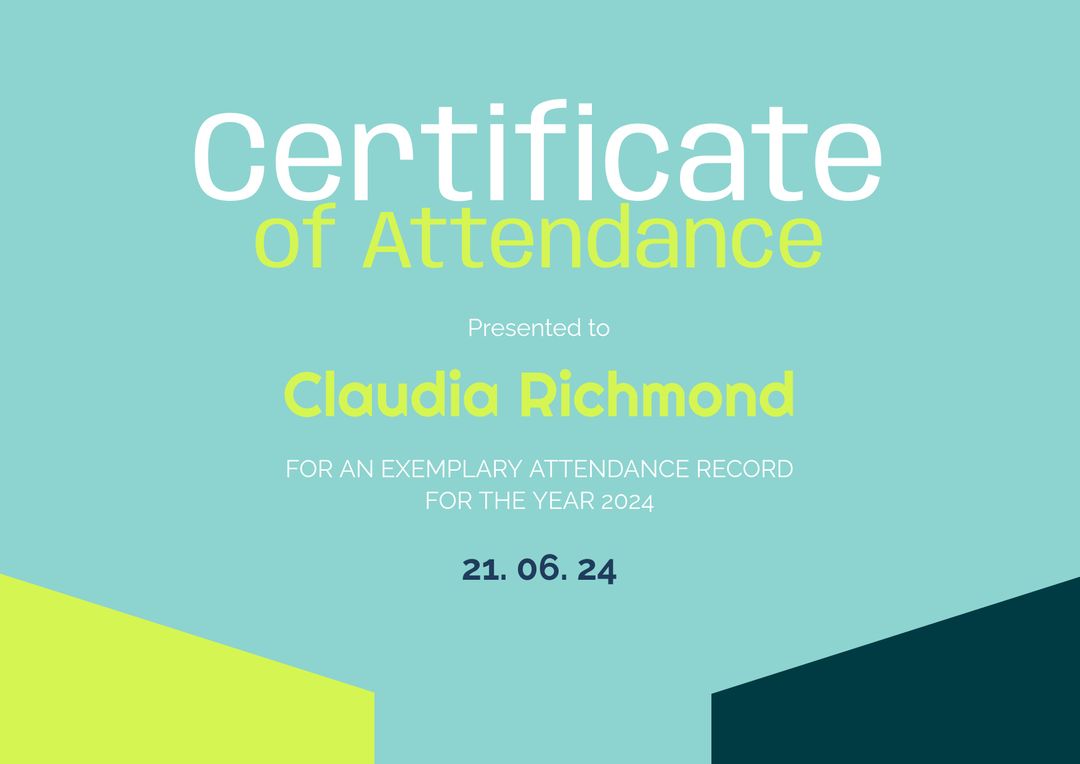 Minimalist Certificate of Attendance Featuring Modern Design - Download Free Stock Templates Pikwizard.com