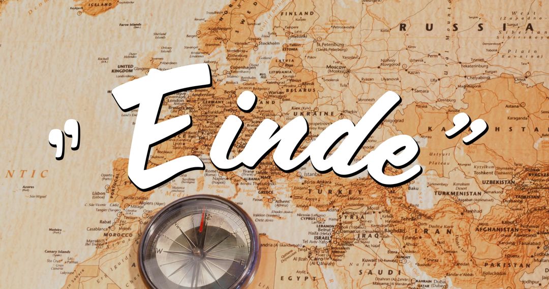 Vintage Map and Compass with Einde Overlay for Adventure Concepts