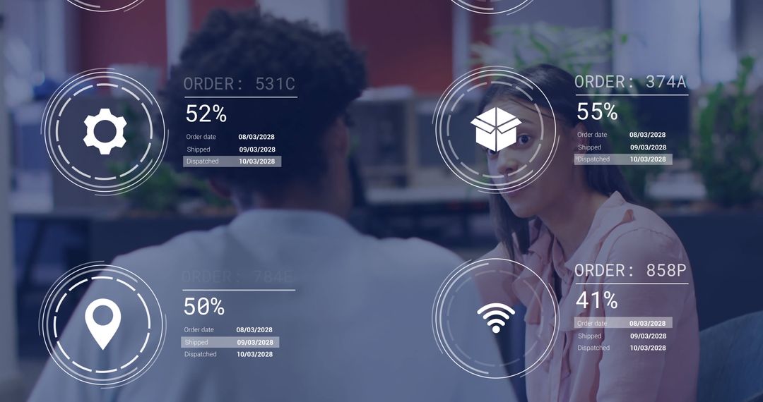 Analyzing Dispatch Updates with Futuristic Interface in Modern Office