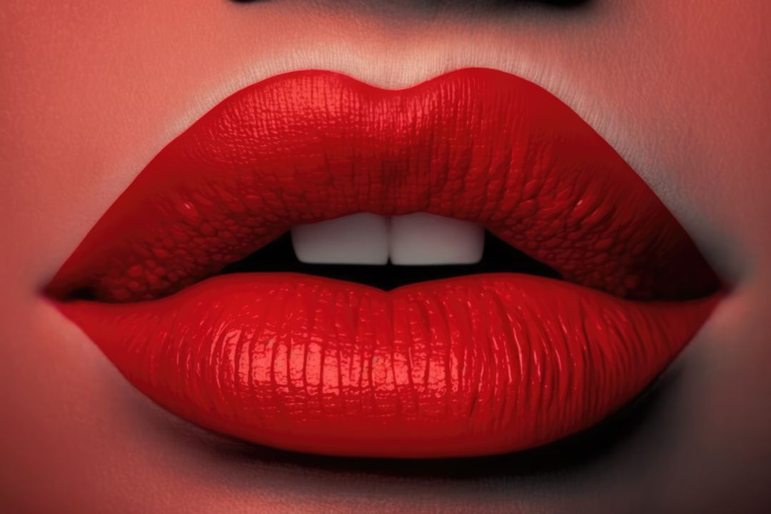 Close up of female lips with satin red lipstick, created using generative ai technology - Free Images, Stock Photos and Pictures on Pikwizard.com