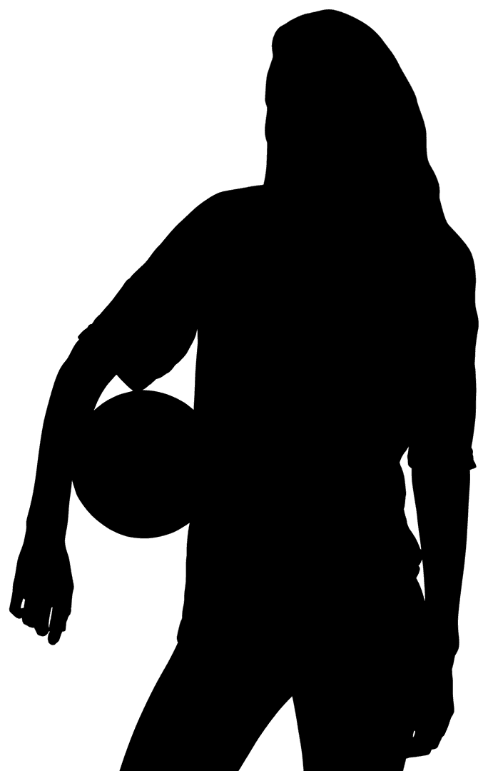 Woman Playing with Ball Silhouette on Transparent Background