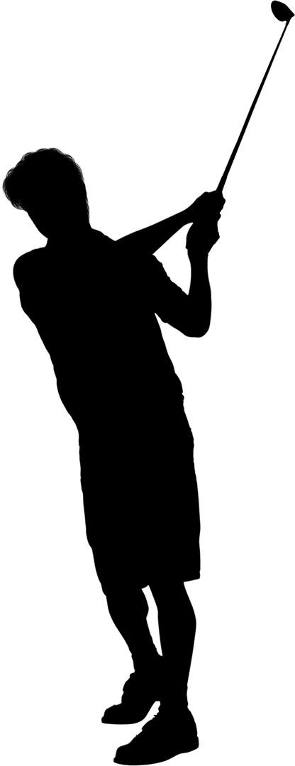 Transparent Silhouette of Golfer Swinging Club