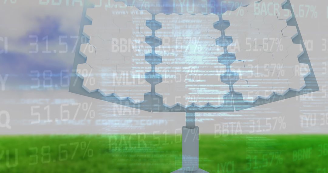 Solar Panels with Abstract Financial Data Visualization