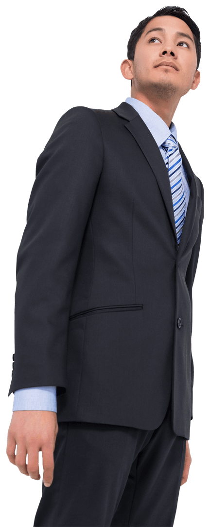 Confident Biracial Businessman on Transparent Background in Suit