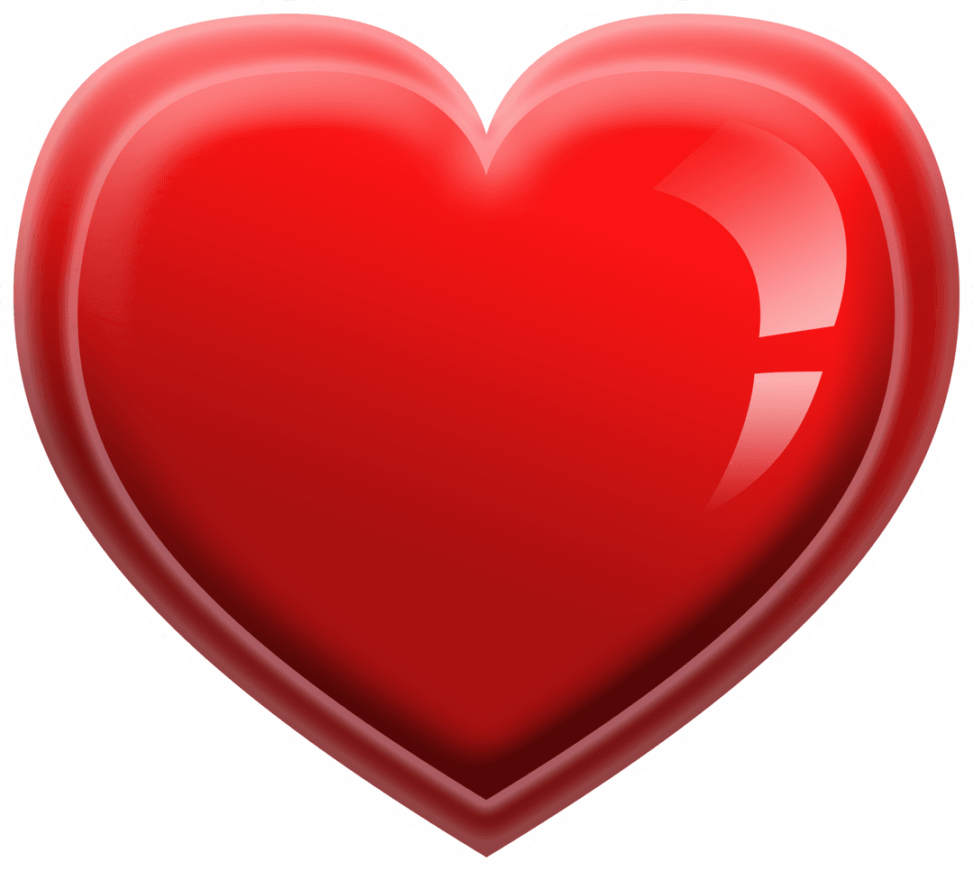 Shiny Red Heart with Clean Transparent Outline Design