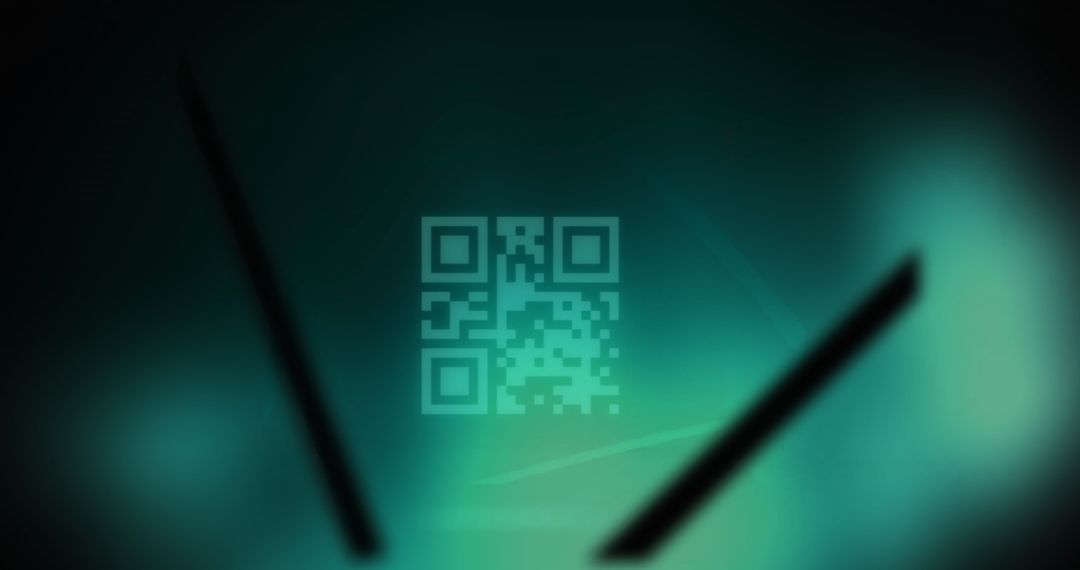 Futuristic Abstract with QR Code and Dynamic Green Hues