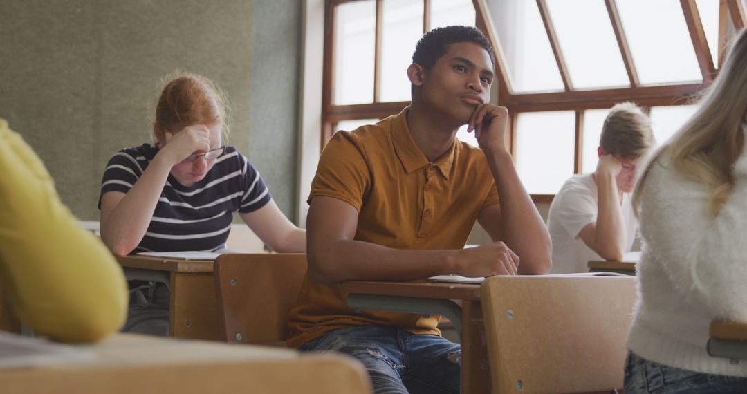 Thoughtful Students Engaged in Classroom Learning Environment
