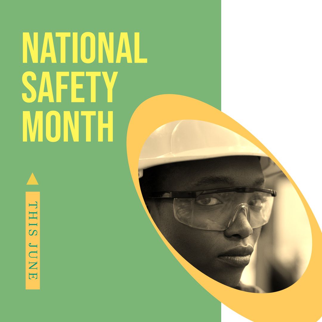 National Safety Month Promotion with African American Woman in Hard Hat - Download Free Stock Templates Pikwizard.com