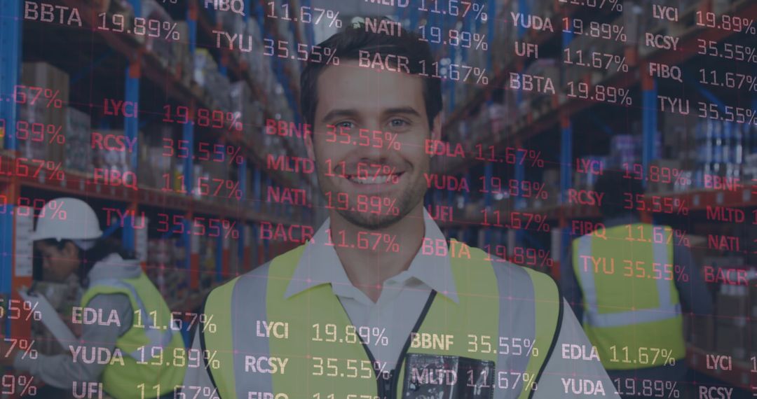 Digital Finance Data Overlay on Workers in Warehouse Logistics