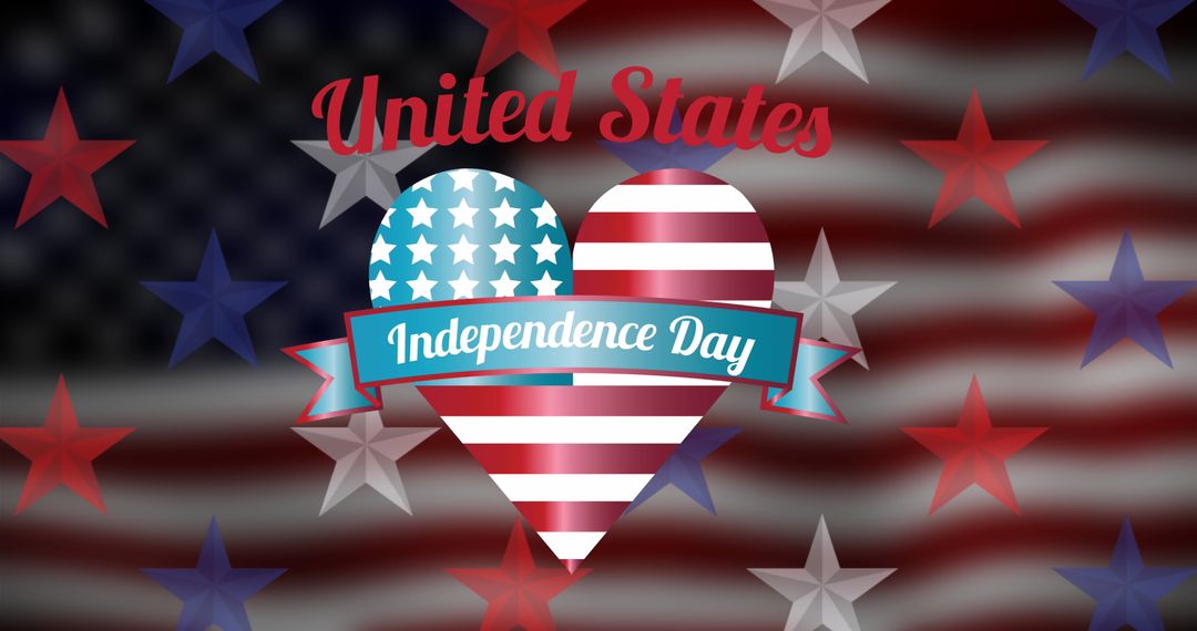 Heart-shaped American Flag with Independence Day Banner
