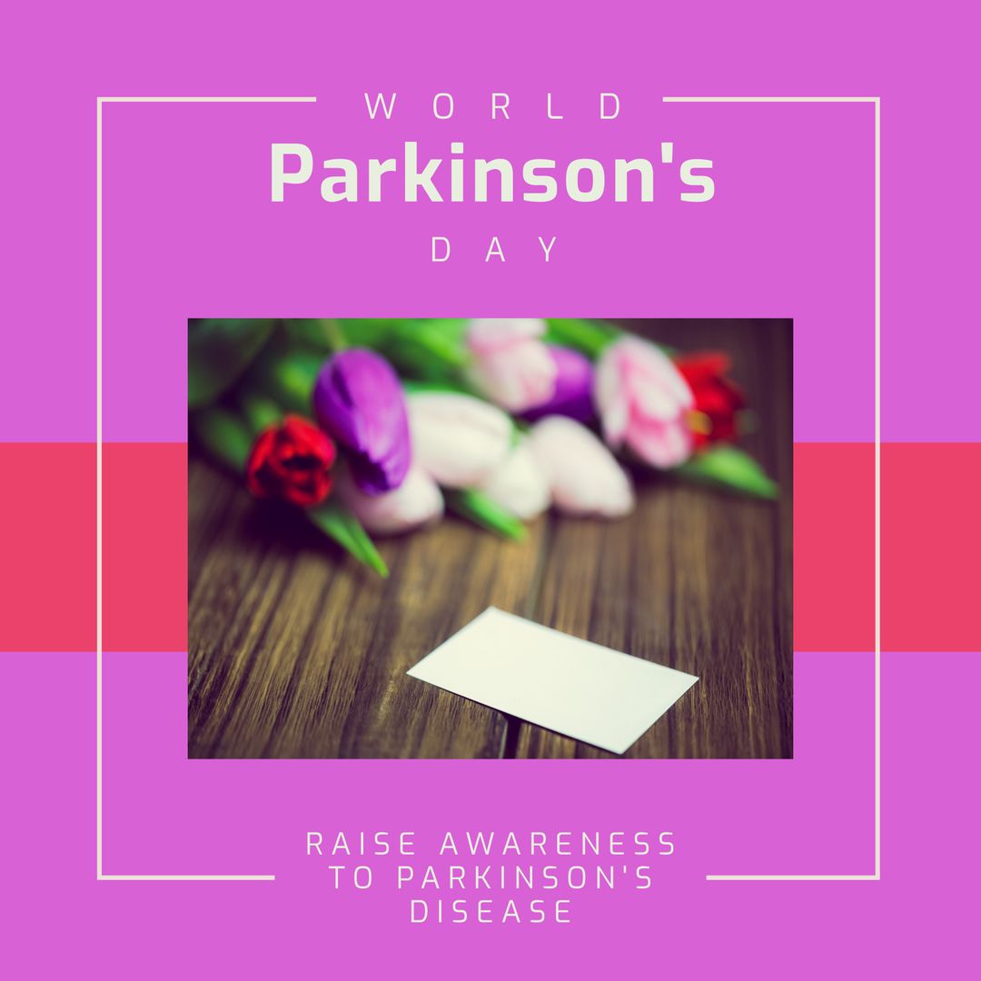 World Parkinson's Day Awareness with Tulips and Note