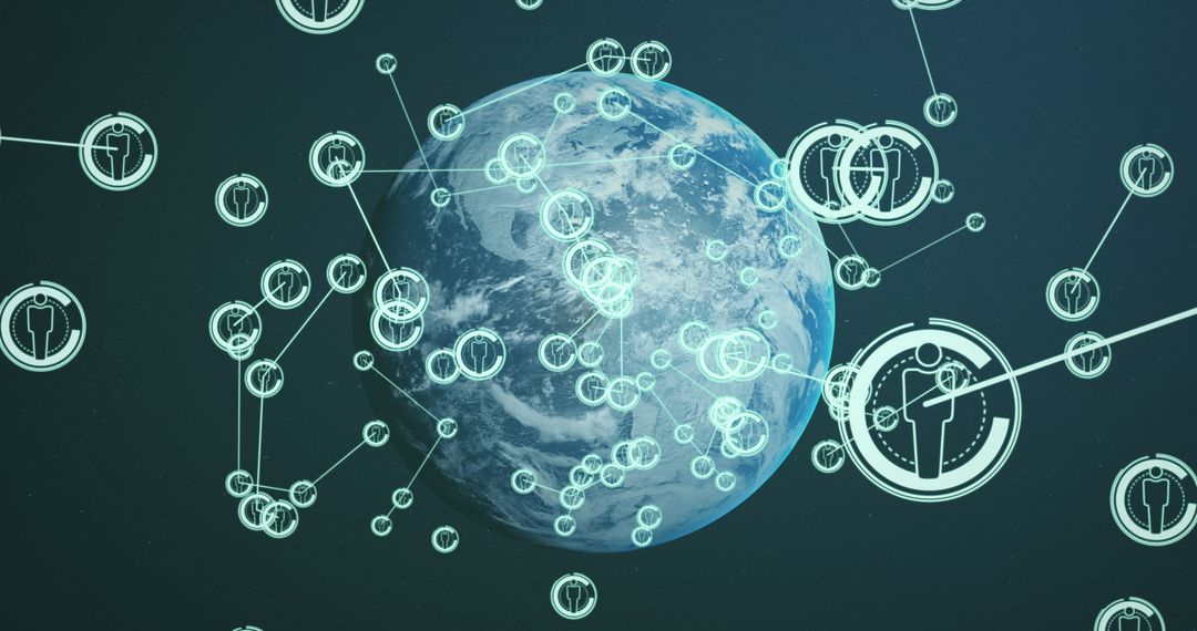 Digital Global Connections with Network Overlay and Icons