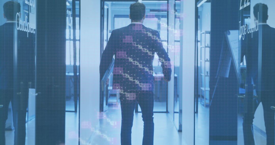 Caucasian Businessman's Digital Transformation Concept in Modern Office