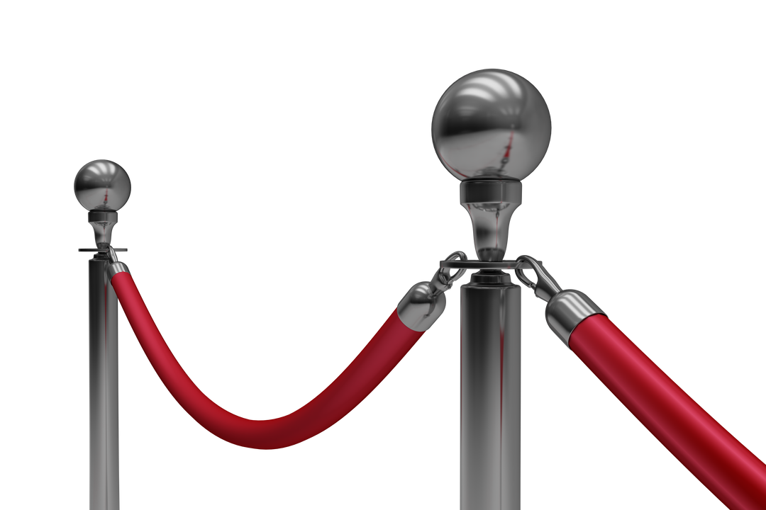 Transparent Illustration Silver Railing with Red Ropes Over Transparent Background - Download Free Stock Images Pikwizard.com