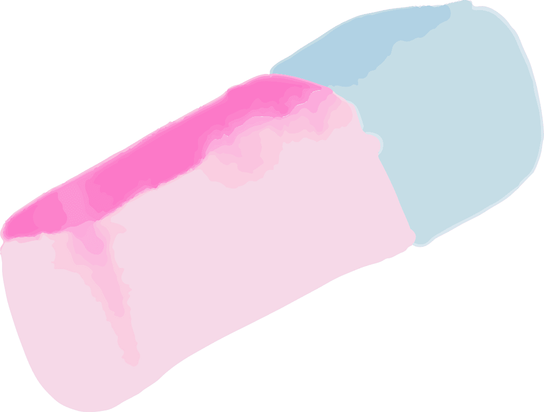 Dual-colored Pink and Blue Pencil Eraser on Transparent Background