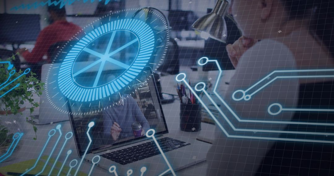 Futuristic Workspace Technology Interaction Overlay