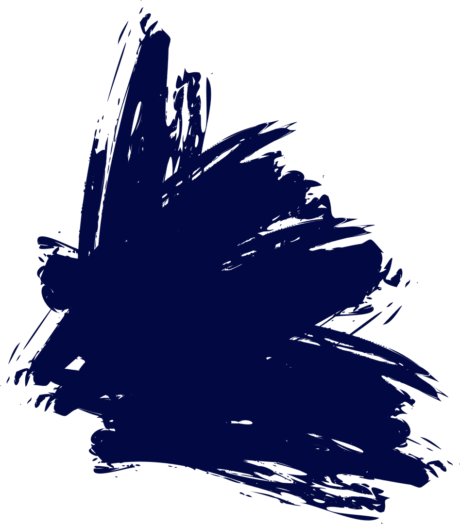 Abstract Dark Blue Brush Stroke on Transparent Background
