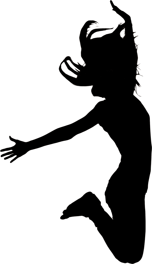 Silhouette of Joyful Woman Jumping Transparent Background