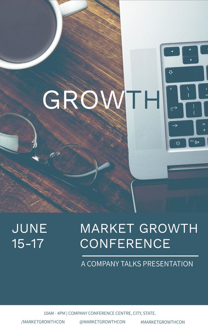 Professional Conference Promotional Poster with Focus on Growth - Download Free Stock Templates Pikwizard.com