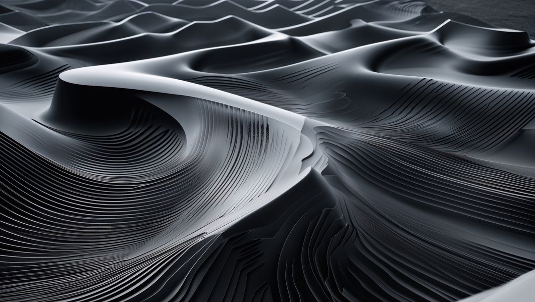 Black Sculptural Curves with Reflective Minimalist Design