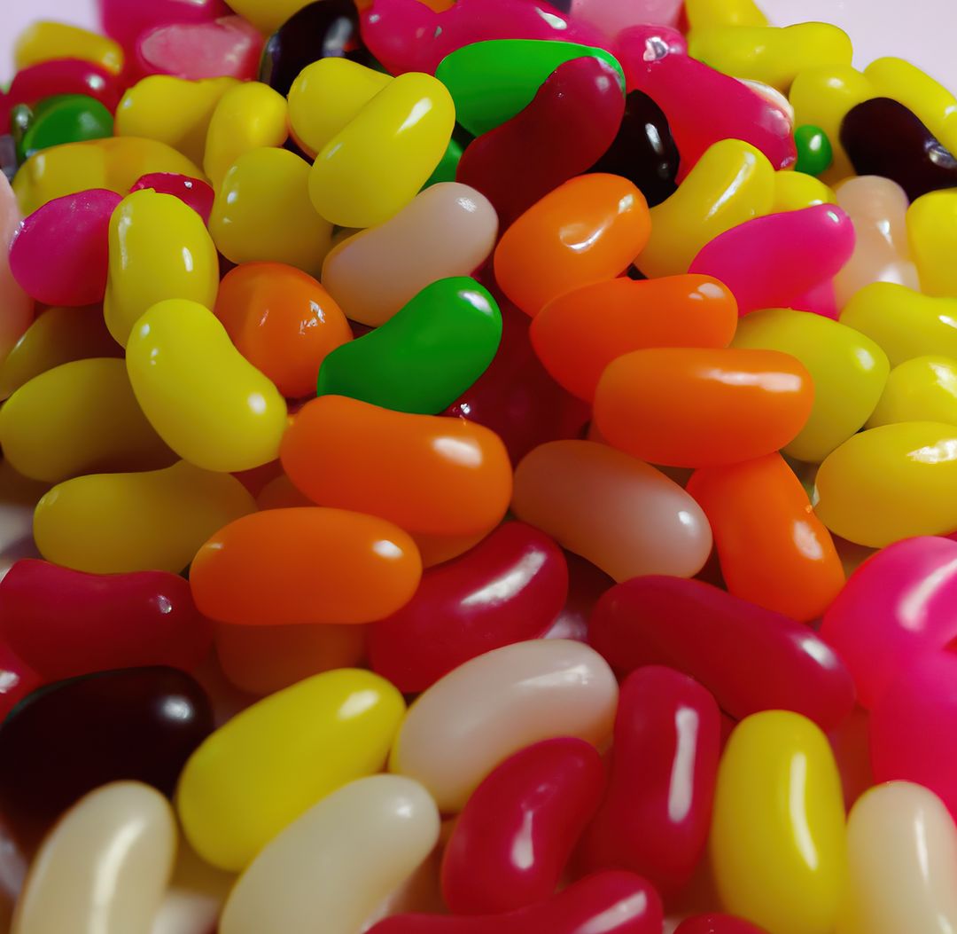 Close up of multiple colourful sweet jelly beans on white background - Free Images, Stock Photos and Pictures on Pikwizard.com