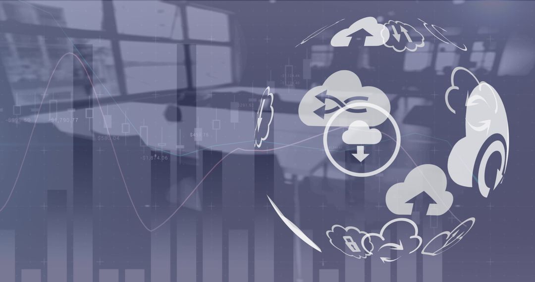 Digital Icons Interlinked with Global Financial Data Over Office Background