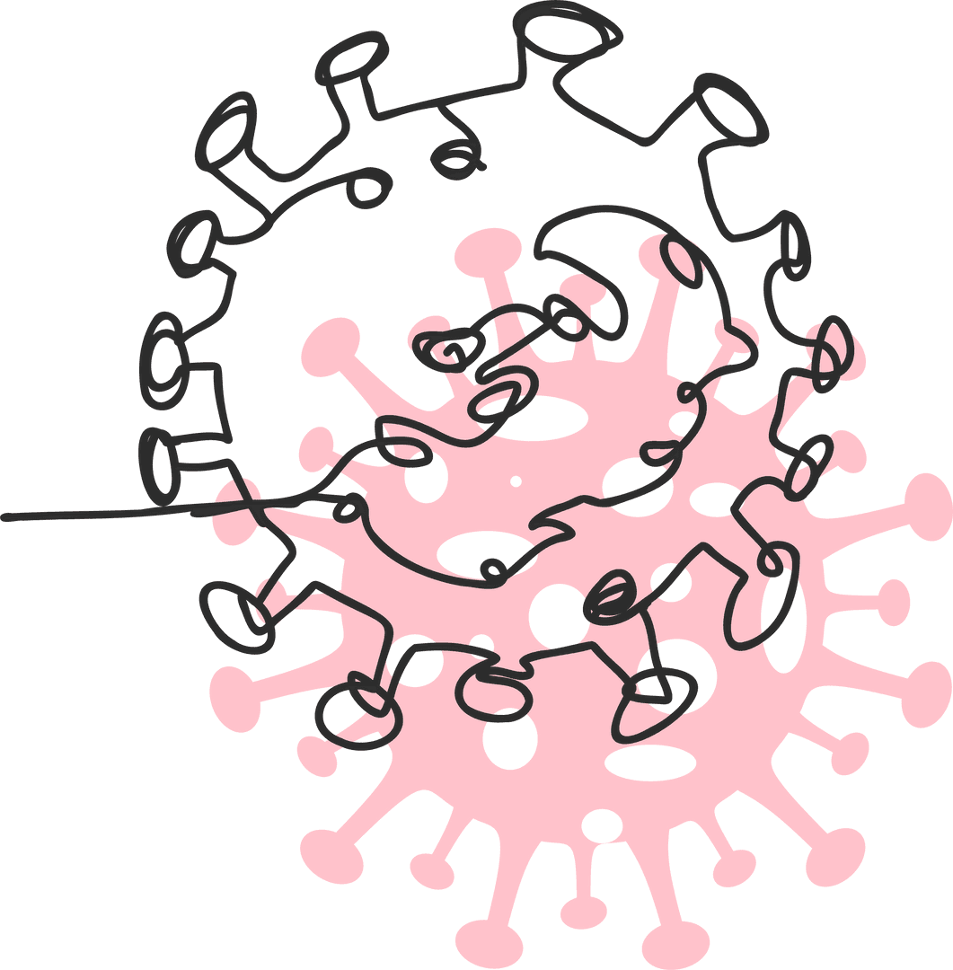 Scribbled Virus Shapes on Transparent Background