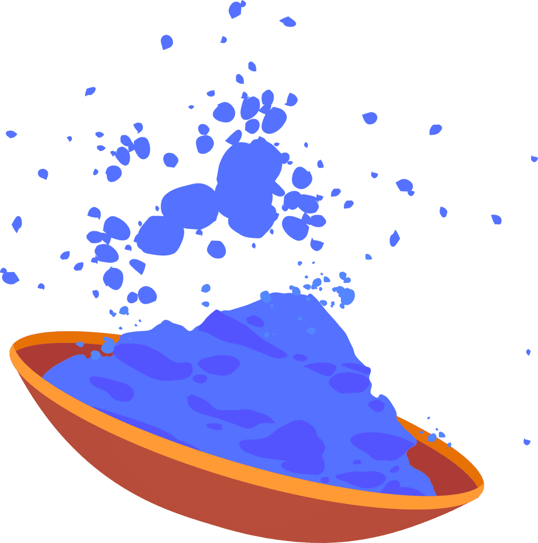 Floating Blue Pigment Particles on Transparent Background