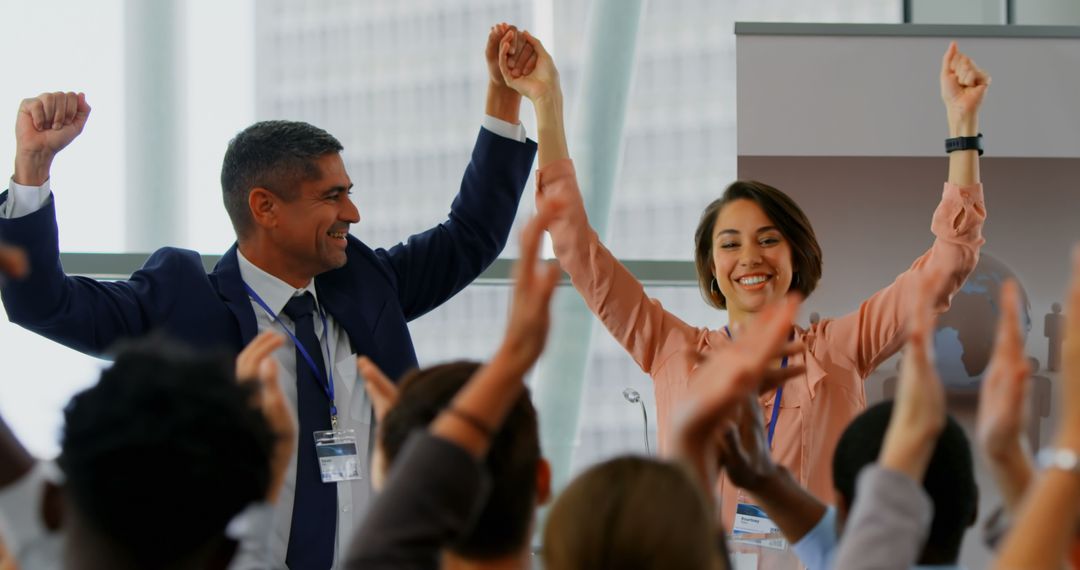 Business Team Celebrating Success at Conference