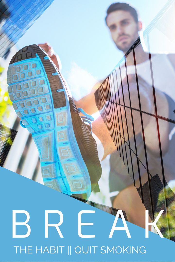 Dynamic Runner Close-Up Promotes Determination to Quit Smoking