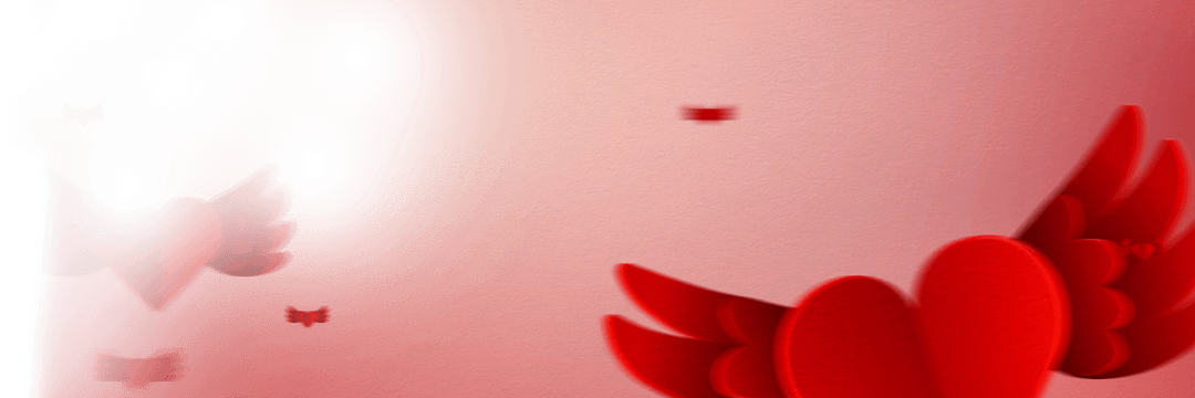 Transparent floating heart with wings on soft backdrop