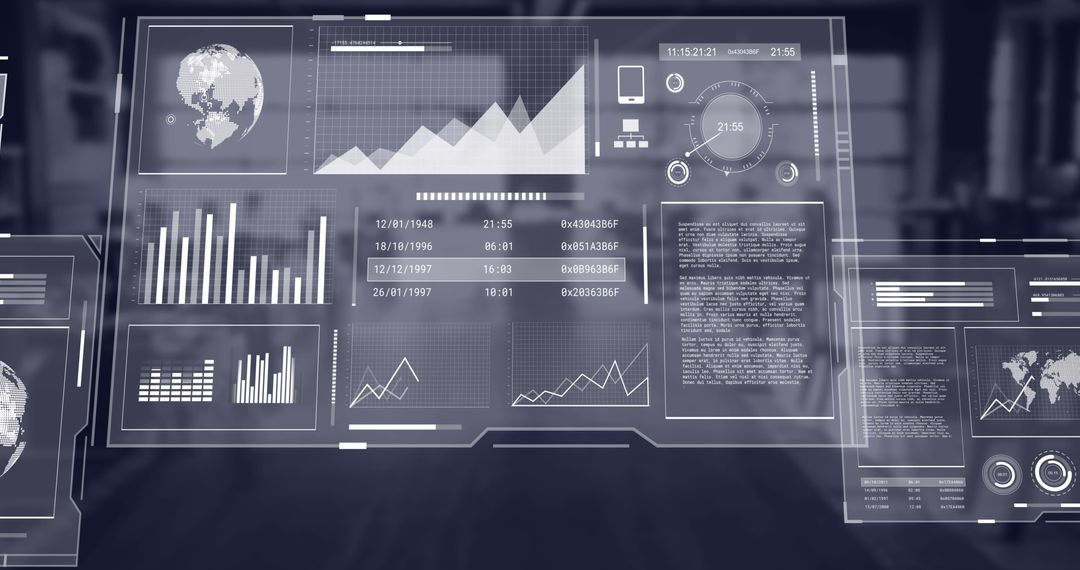 Futuristic Data Interface in Empty Office Setting