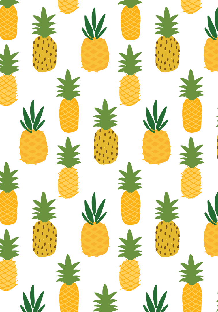Seamless Transparent Pineapple Fruit Pattern on Black Background