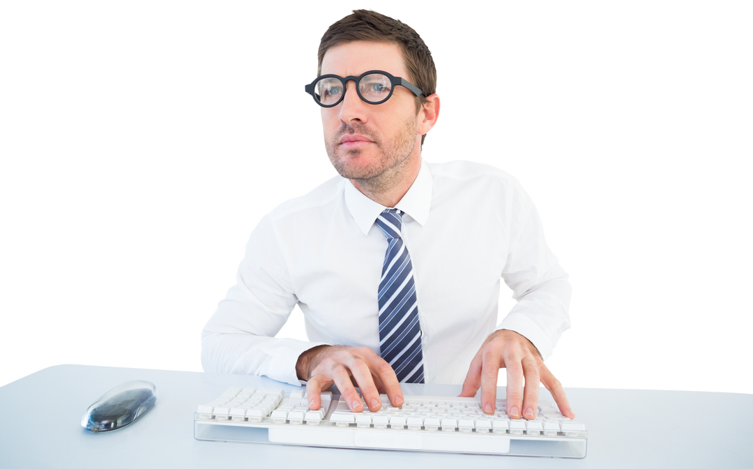 Professional Businessman Using Computer Keyboard in Transparent Background - Download Free Stock Images Pikwizard.com