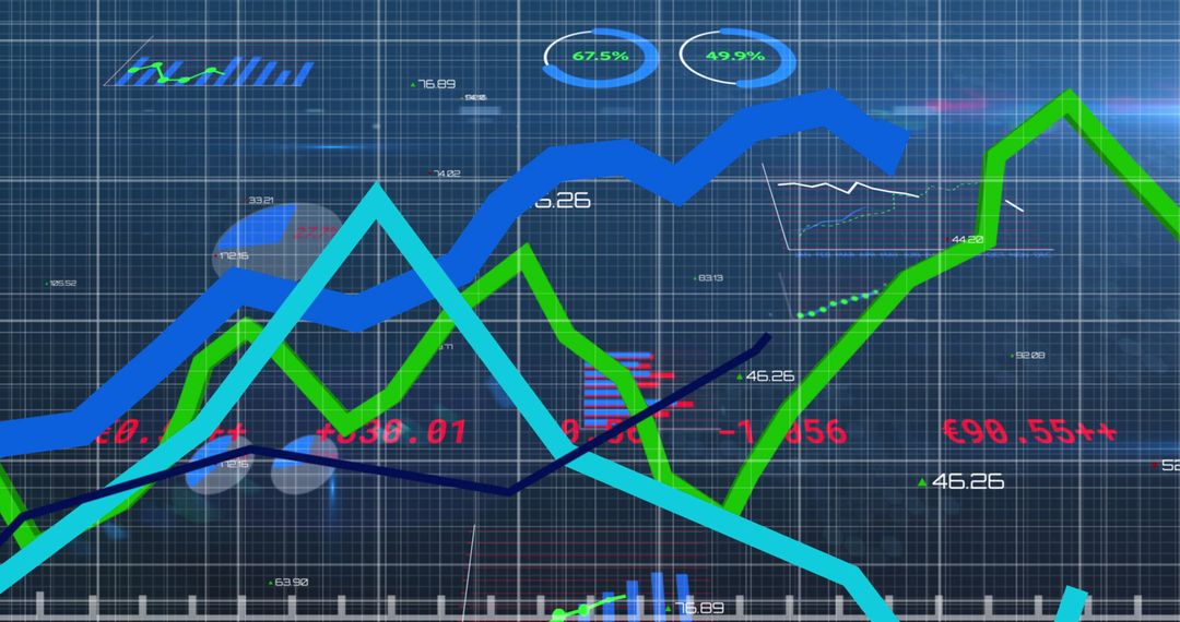 Dynamic Financial Graphs with Statistical Data on Blue Grid