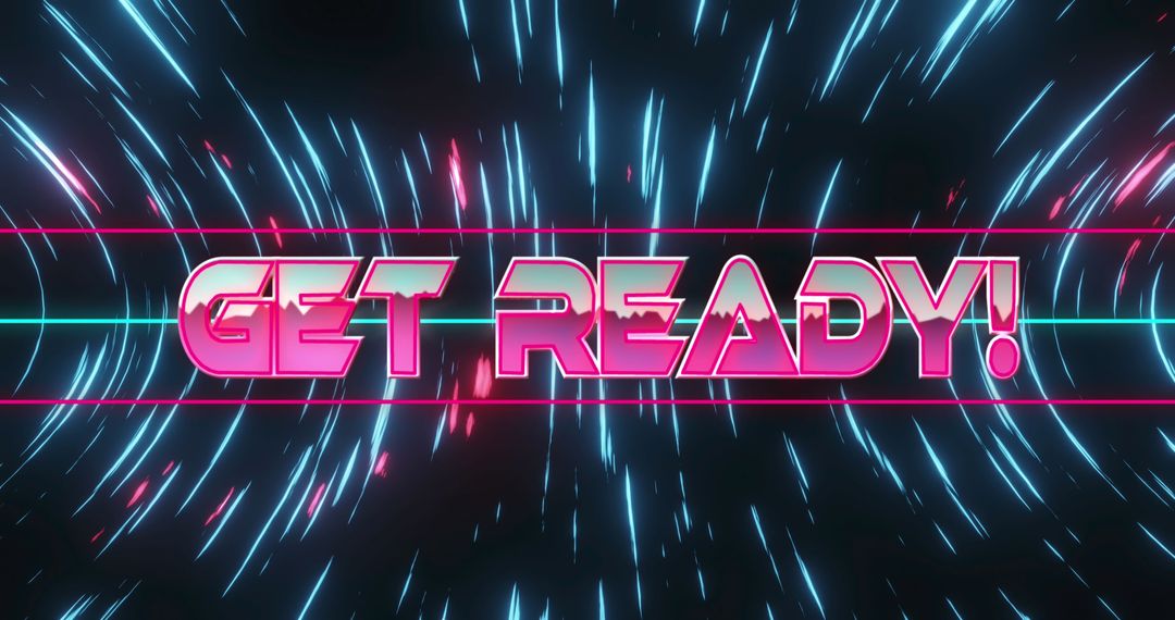 Neon Get Ready Text with Dynamic Light Trails