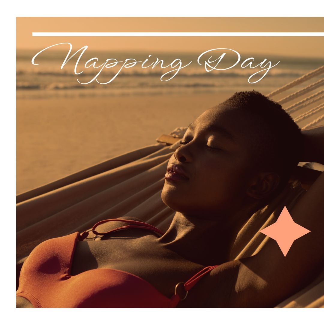 Relaxing Woman Enjoying Leisure in Hammock on Sunny Beach