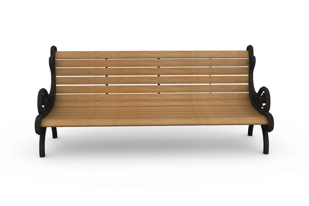 Wooden Bench Vector 3D Illustration on Transparent Background