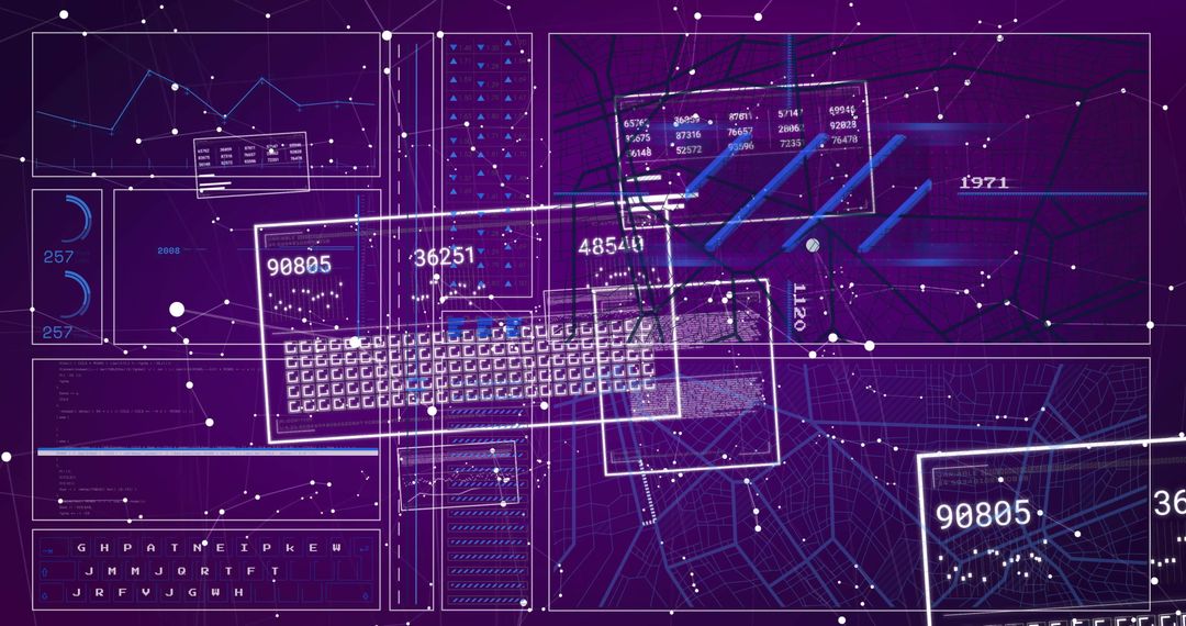 Futuristic Digital Interface with Abstract Dashboard Overlay