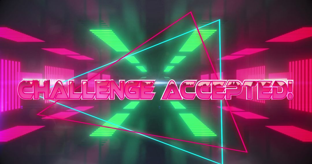 Challenge Accepted Glowing Neon Digital Tunnel