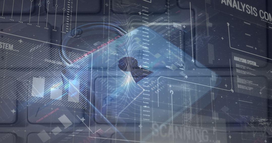 Cybersecurity Concept with Lock and Digital Circuit Board