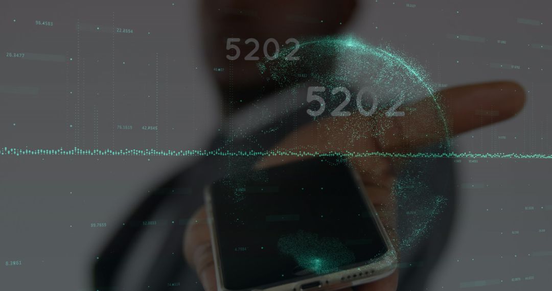 Businessman Analyzing Data with Virtual Interface and Smartphone