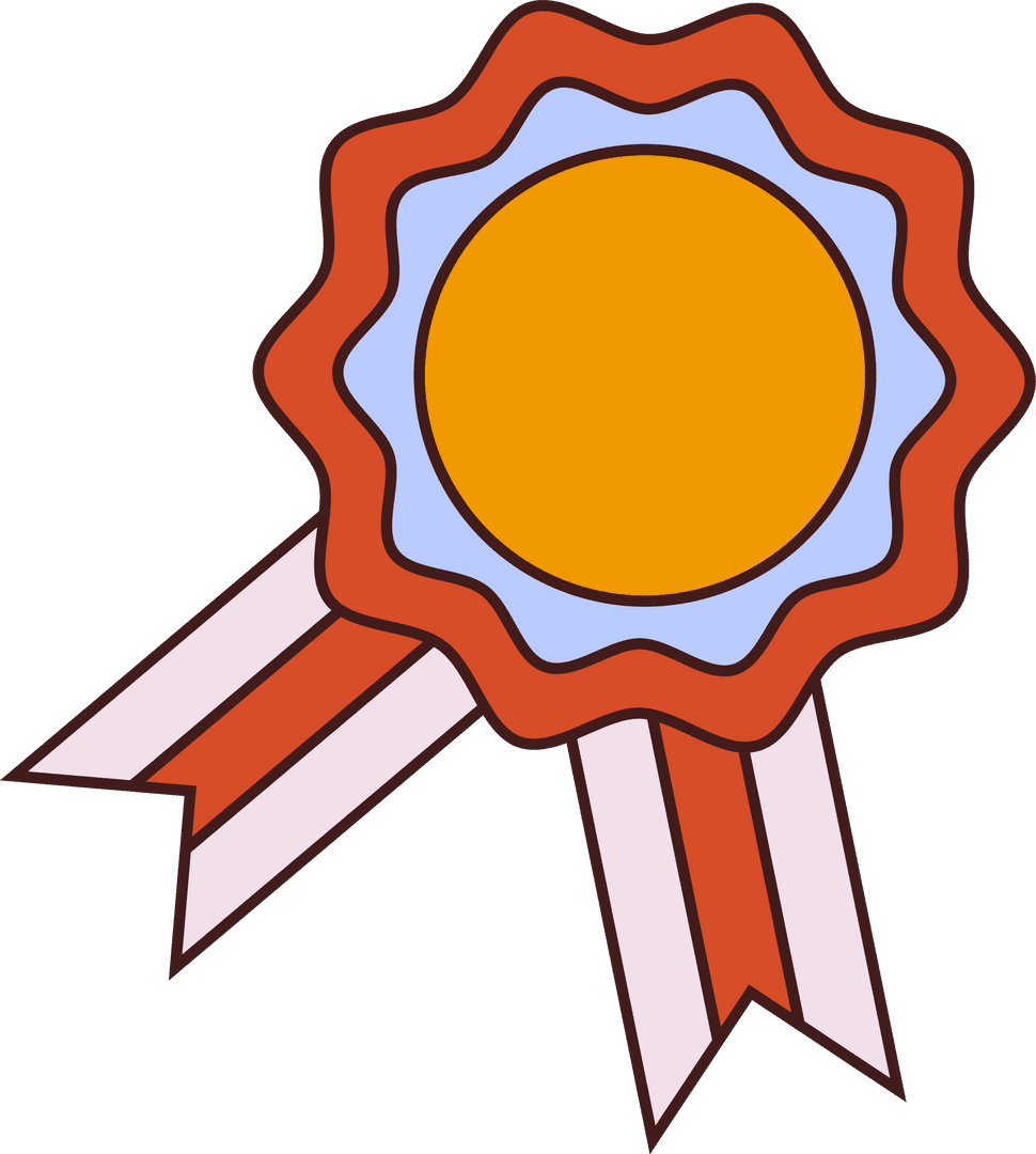 Outline Award Ribbon Badge with Transparent Background