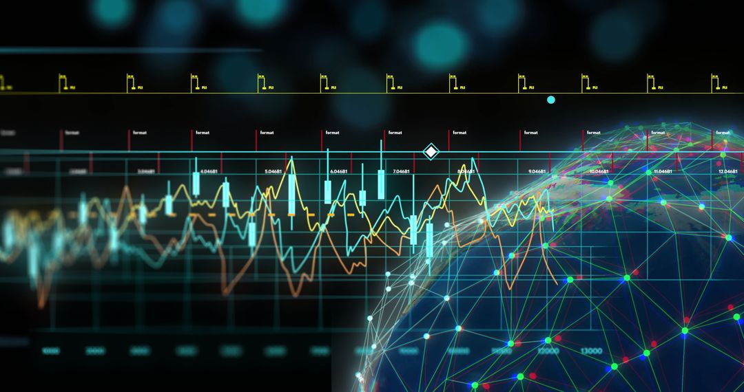 Abstract Digital Financial Data With Globe Visualization